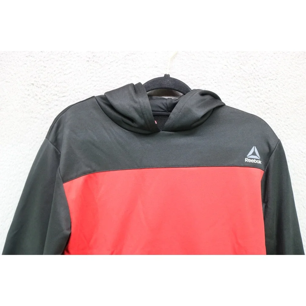 Reebok Boy's Red Black Long Sleeve Pullover Hoodie-XL(14-16)-Athleisure